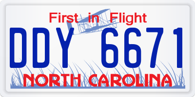 NC license plate DDY6671