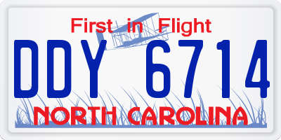 NC license plate DDY6714