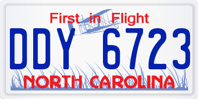 NC license plate DDY6723