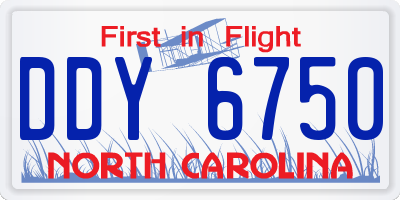NC license plate DDY6750