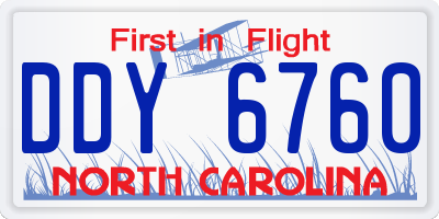 NC license plate DDY6760