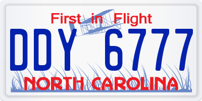 NC license plate DDY6777