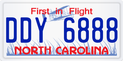 NC license plate DDY6888