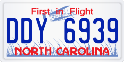 NC license plate DDY6939