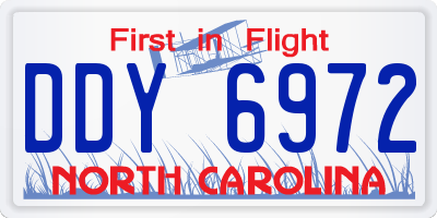 NC license plate DDY6972
