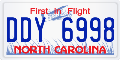 NC license plate DDY6998