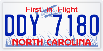NC license plate DDY7180