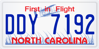 NC license plate DDY7192