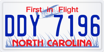 NC license plate DDY7196