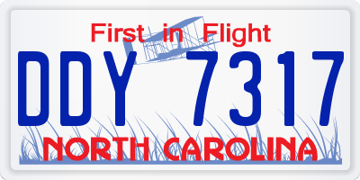 NC license plate DDY7317