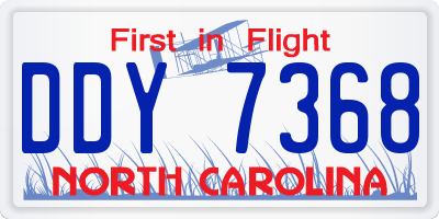 NC license plate DDY7368