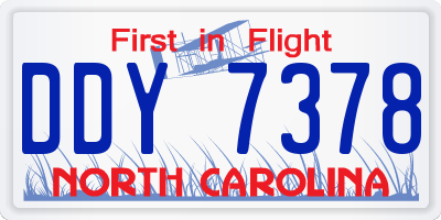 NC license plate DDY7378