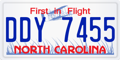 NC license plate DDY7455