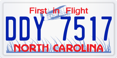 NC license plate DDY7517