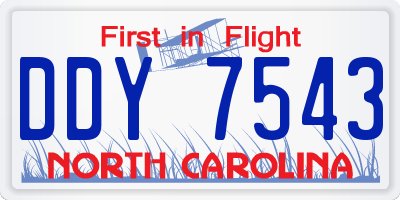 NC license plate DDY7543