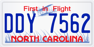 NC license plate DDY7562