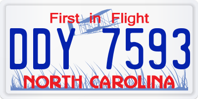 NC license plate DDY7593