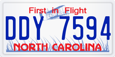 NC license plate DDY7594