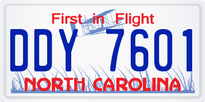 NC license plate DDY7601