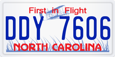 NC license plate DDY7606