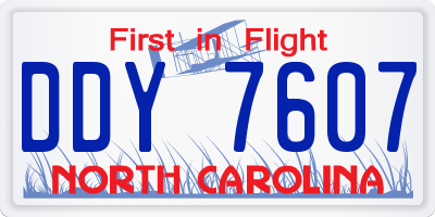 NC license plate DDY7607
