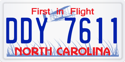 NC license plate DDY7611