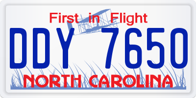 NC license plate DDY7650