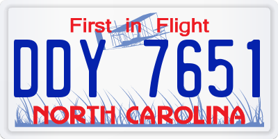 NC license plate DDY7651