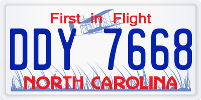 NC license plate DDY7668