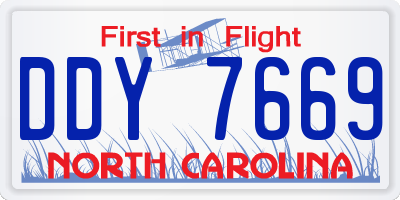NC license plate DDY7669