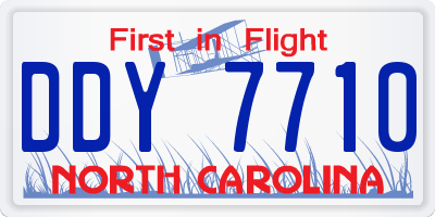 NC license plate DDY7710