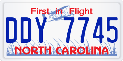 NC license plate DDY7745