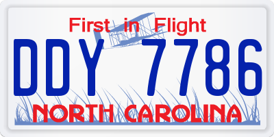 NC license plate DDY7786