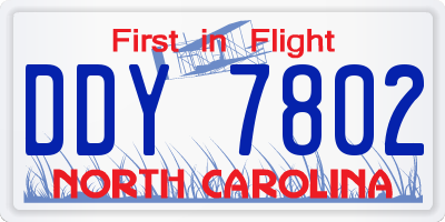 NC license plate DDY7802