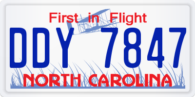 NC license plate DDY7847