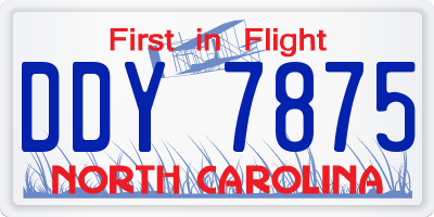 NC license plate DDY7875