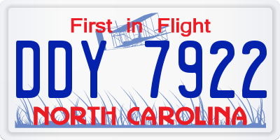NC license plate DDY7922