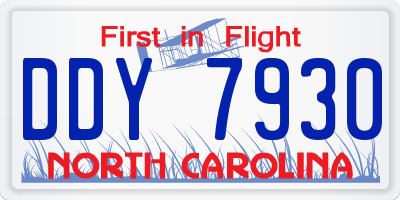 NC license plate DDY7930