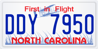 NC license plate DDY7950