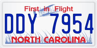 NC license plate DDY7954
