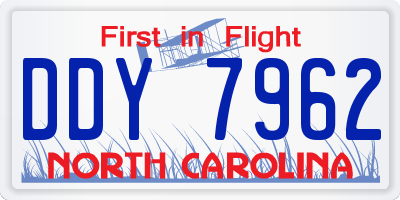 NC license plate DDY7962