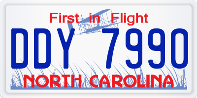NC license plate DDY7990