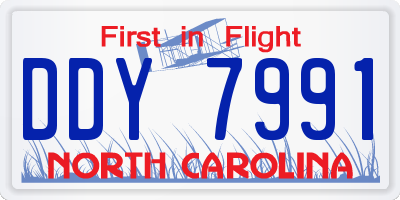 NC license plate DDY7991