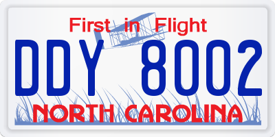 NC license plate DDY8002