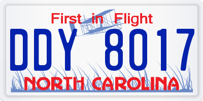 NC license plate DDY8017