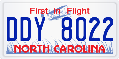 NC license plate DDY8022