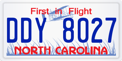 NC license plate DDY8027
