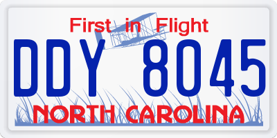 NC license plate DDY8045