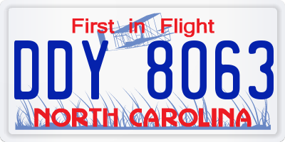 NC license plate DDY8063