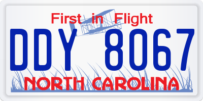 NC license plate DDY8067